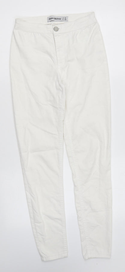 New Look Womens White Cotton Skinny Jeans Size 8 L25 in Regular Zip - Super Skinny