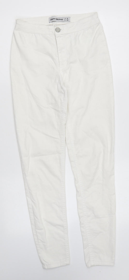 New Look Womens White Cotton Skinny Jeans Size 8 L25 in Regular Zip - Super Skinny