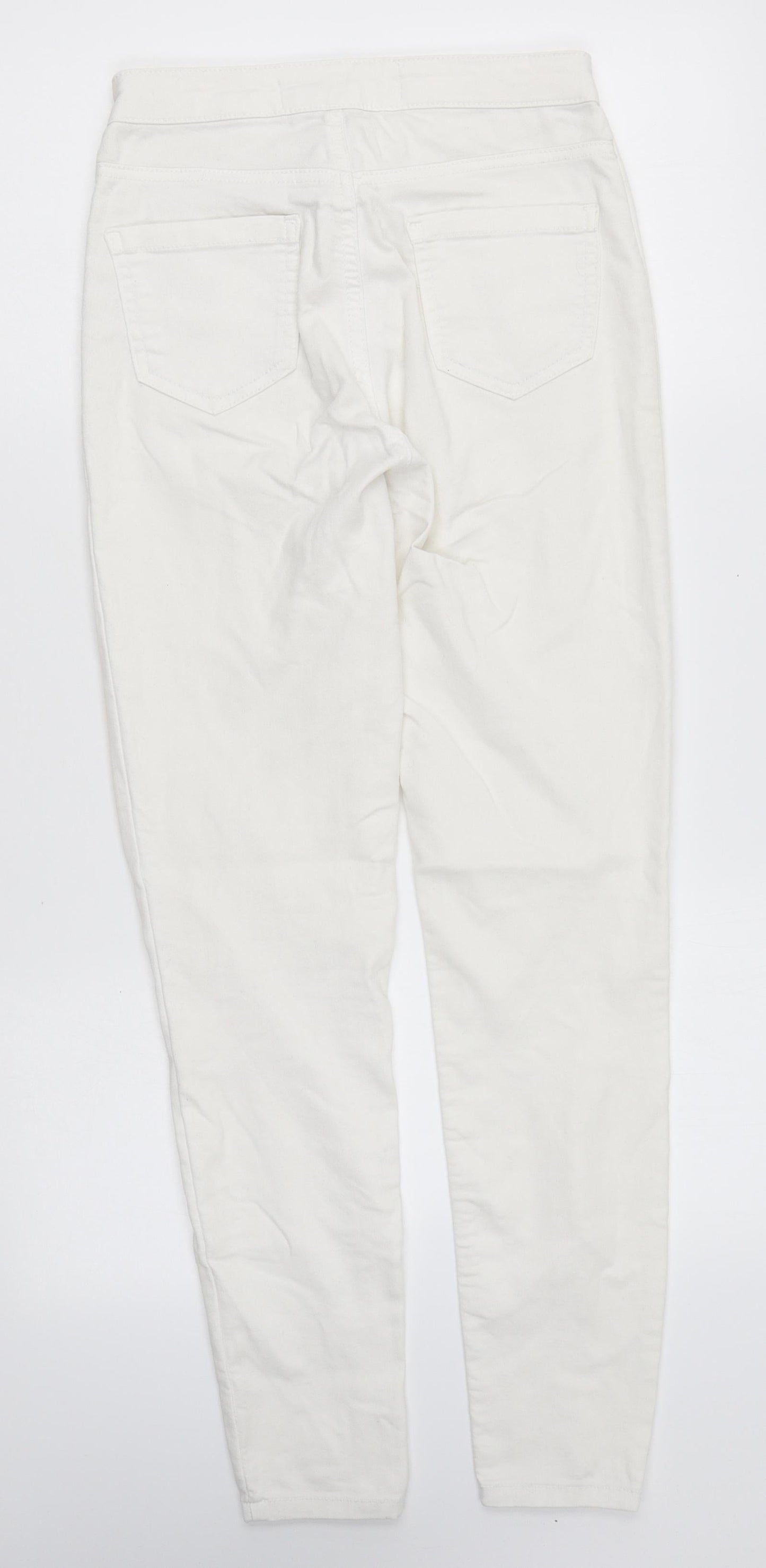 New Look Womens White Cotton Skinny Jeans Size 8 L25 in Regular Zip - Super Skinny