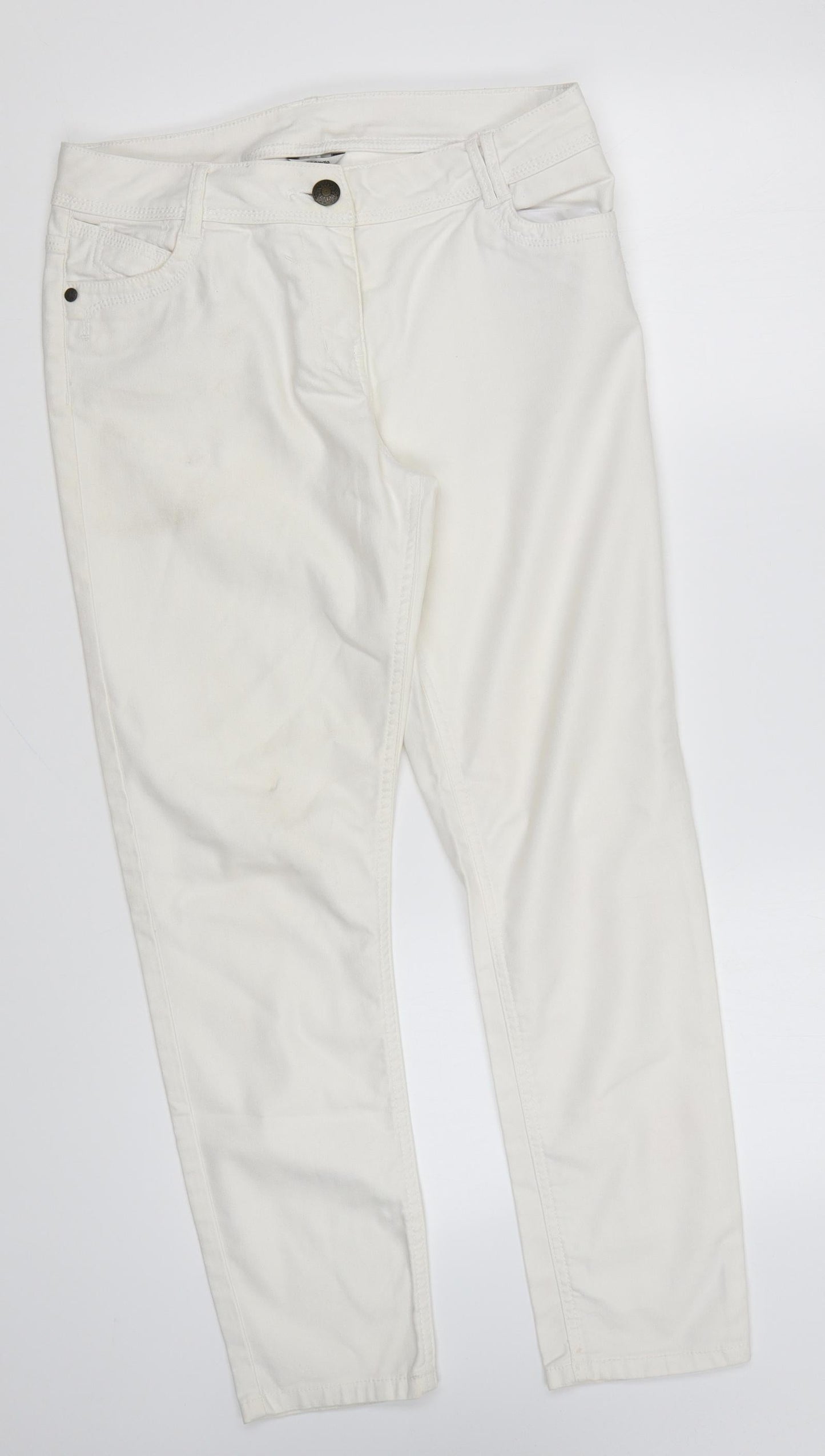 George Womens White Cotton Skinny Jeans Size 10 L26 in Regular Zip