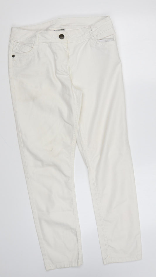 George Womens White Cotton Skinny Jeans Size 10 L26 in Regular Zip