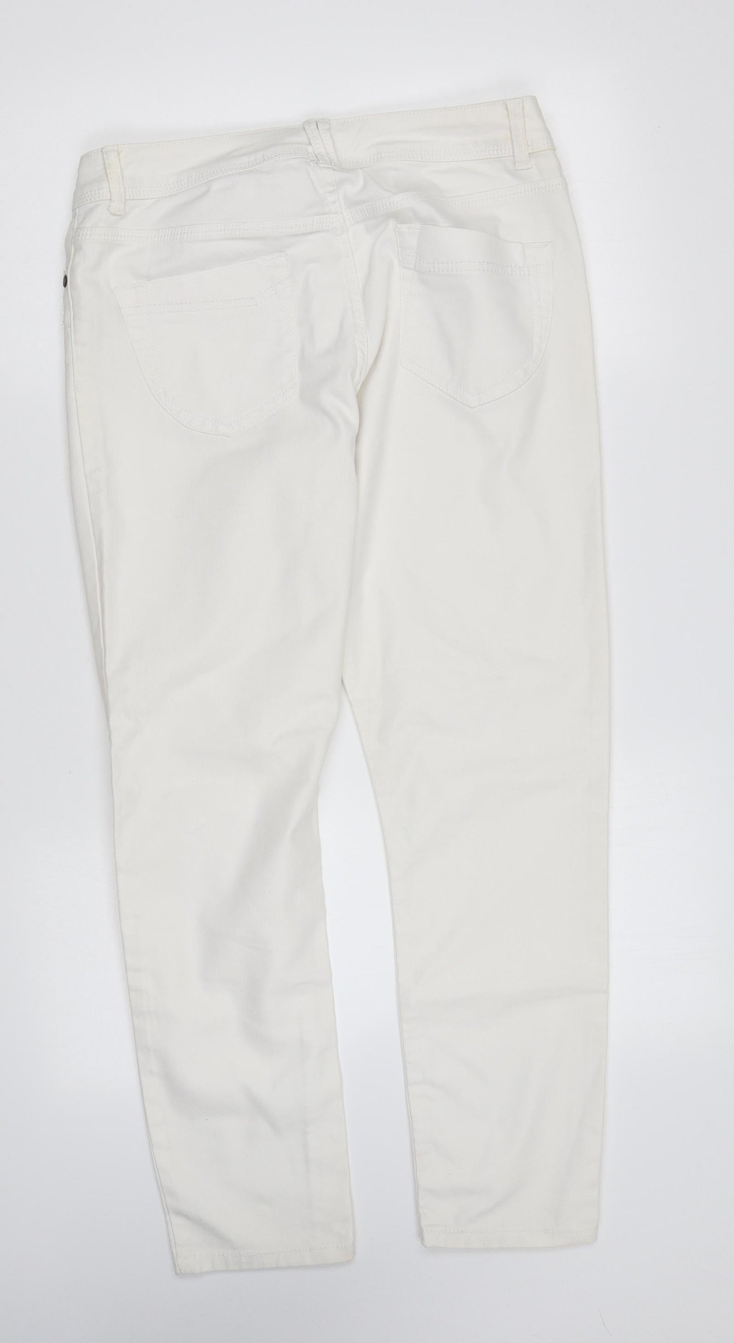 George Womens White Cotton Skinny Jeans Size 10 L26 in Regular Zip