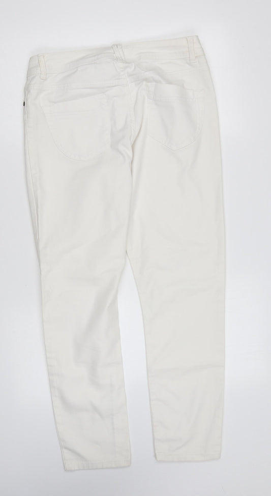 George Womens White Cotton Skinny Jeans Size 10 L26 in Regular Zip