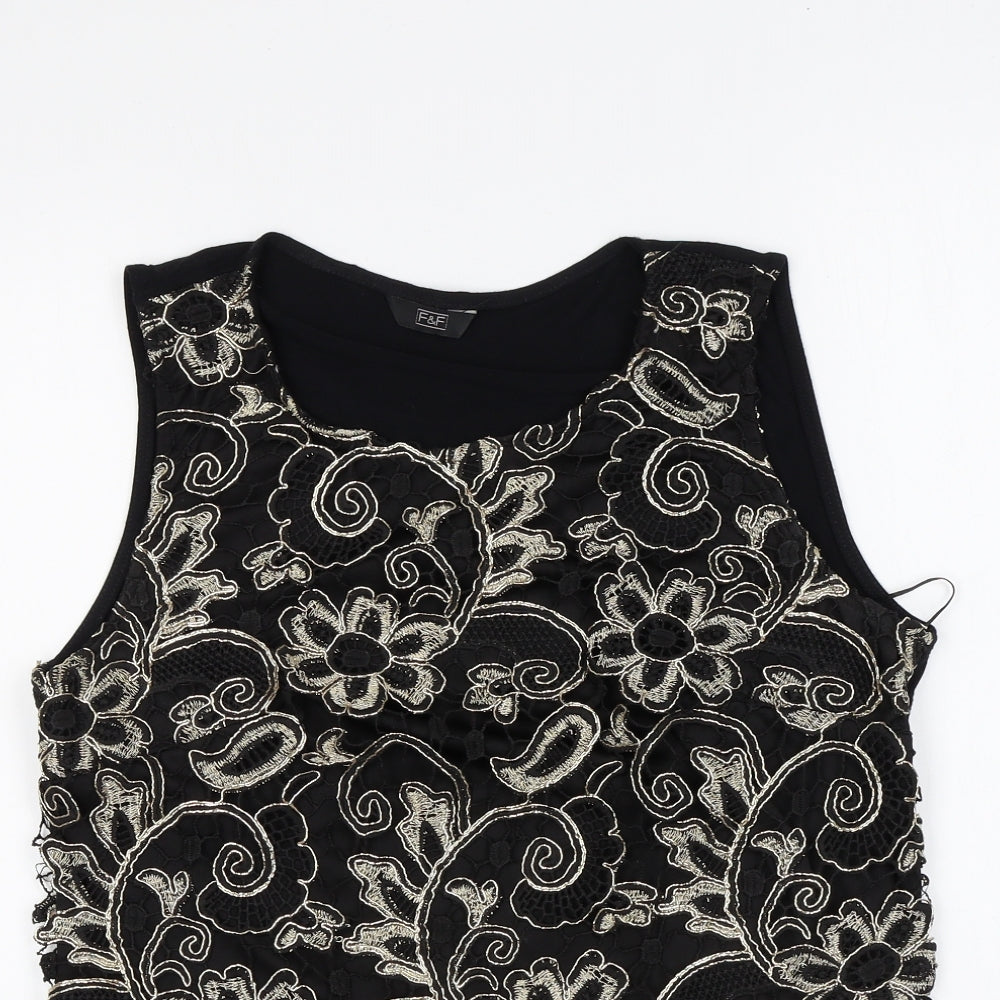 F&F Womens Multicoloured Floral Polyester Basic Tank Size 10 Round Neck