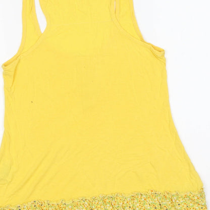 Papaya Womens Yellow Viscose Basic Tank Size 8 Round Neck