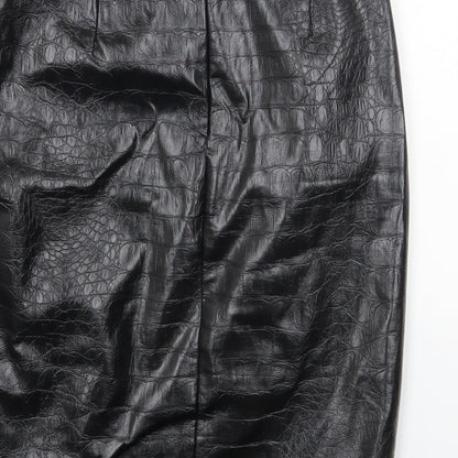 Nakd Womens Black Polyester Straight & Pencil Skirt Size 34 in Zip - Croc Texture