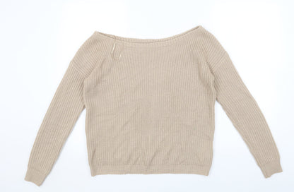 Womens UK Size S Missguided Beige Pullover Jumper