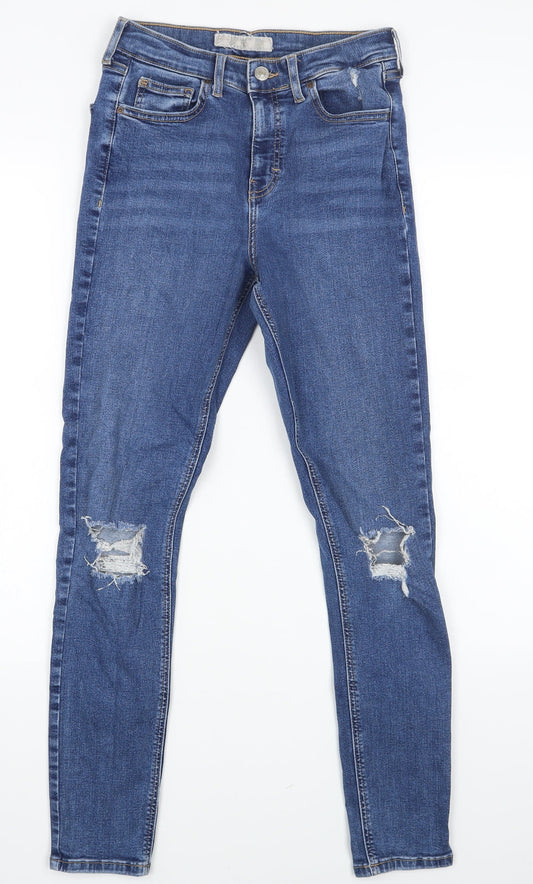 Topshop Womens Blue Cotton Skinny Jeans Size 28 in L27 in Regular Zip