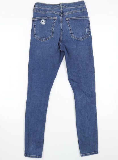 Topshop Womens Blue Cotton Skinny Jeans Size 28 in L27 in Regular Zip