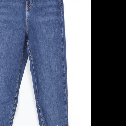 Topshop Womens Blue Cotton Skinny Jeans Size 28 in L27 in Regular Zip