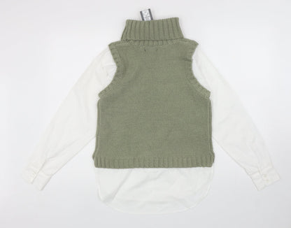 Primark Womens Green Roll Neck Acrylic Pullover Jumper Size 2XS