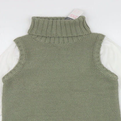 Primark Womens Green Roll Neck Acrylic Pullover Jumper Size 2XS