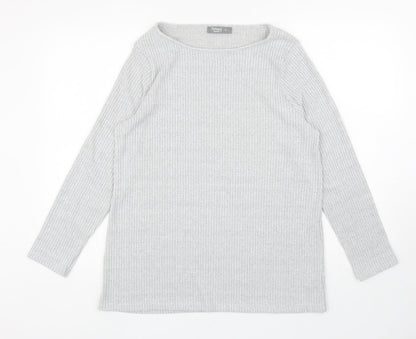 Nutmeg Womens Grey Boat Neck Polyester Pullover Jumper Size 14