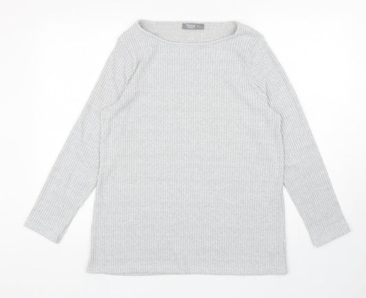 Nutmeg Womens Grey Boat Neck Polyester Pullover Jumper Size 14