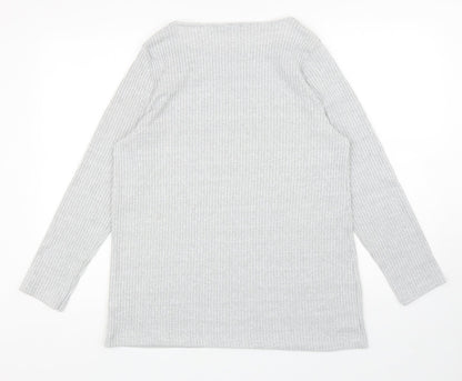Nutmeg Womens Grey Boat Neck Polyester Pullover Jumper Size 14