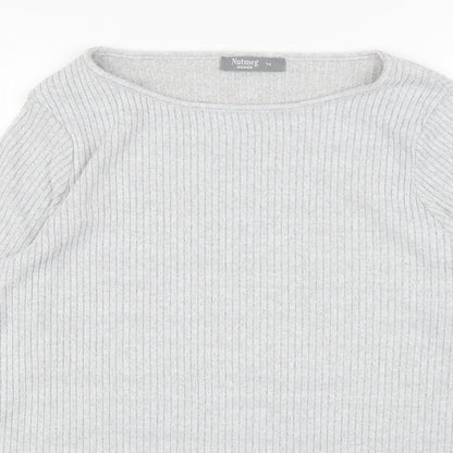 Nutmeg Womens Grey Boat Neck Polyester Pullover Jumper Size 14