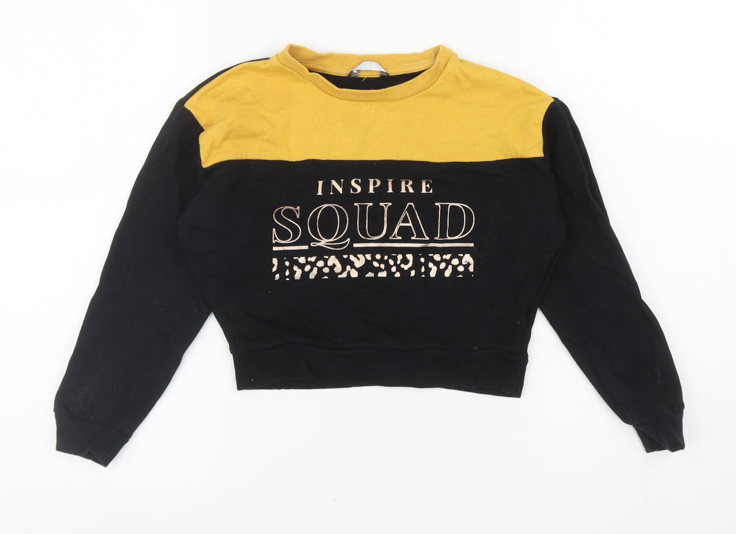 PEP Girls Black Colourblock Cotton Pullover Sweatshirt Size 7-8 Years Pullover - Inspire