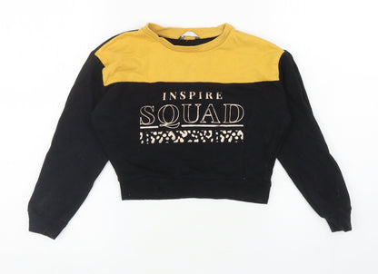 PEP Girls Black Colourblock Cotton Pullover Sweatshirt Size 7-8 Years Pullover - Inspire