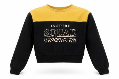 PEP Girls Black Colourblock Cotton Pullover Sweatshirt Size 7-8 Years Pullover - Inspire