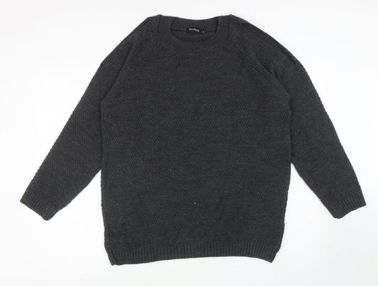 Boohoo Womens Grey Round Neck Acrylic Pullover Jumper Size M - Cut Out Shoulders