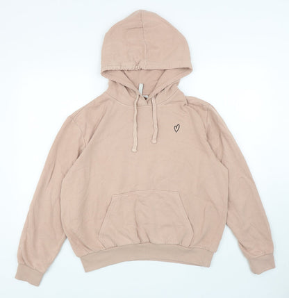 Divided Womens Pink Cotton Pullover Hoodie Size M Pullover - Heart