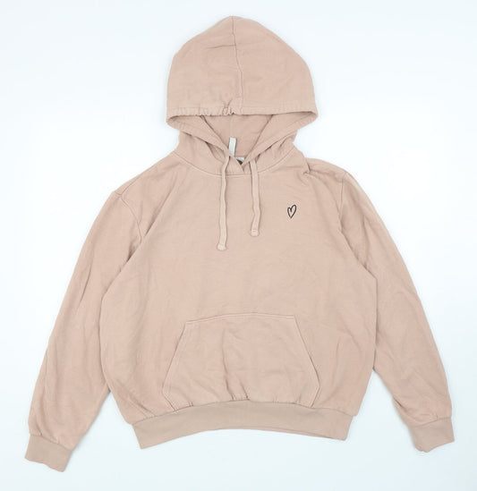 Divided Womens Pink Cotton Pullover Hoodie Size M Pullover - Heart