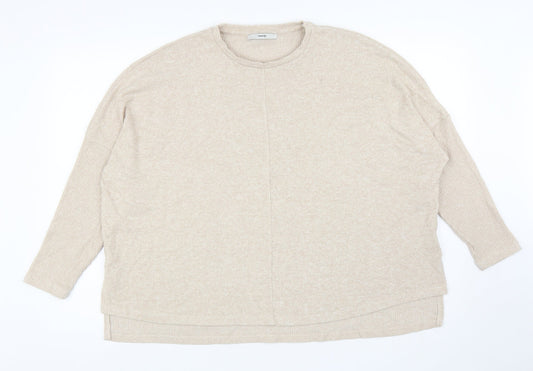 George Womens Beige Round Neck Polyester Pullover Jumper Size M
