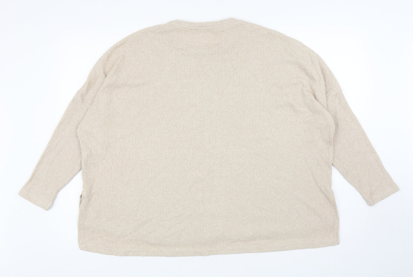 George Womens Beige Round Neck Polyester Pullover Jumper Size M