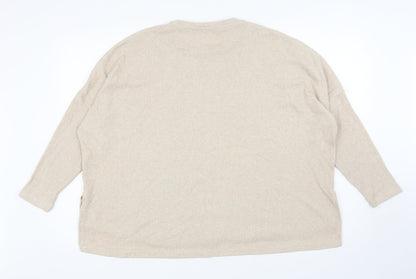 George Womens Beige Round Neck Polyester Pullover Jumper Size M