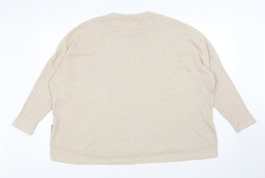 George Womens Beige Round Neck Polyester Pullover Jumper Size M