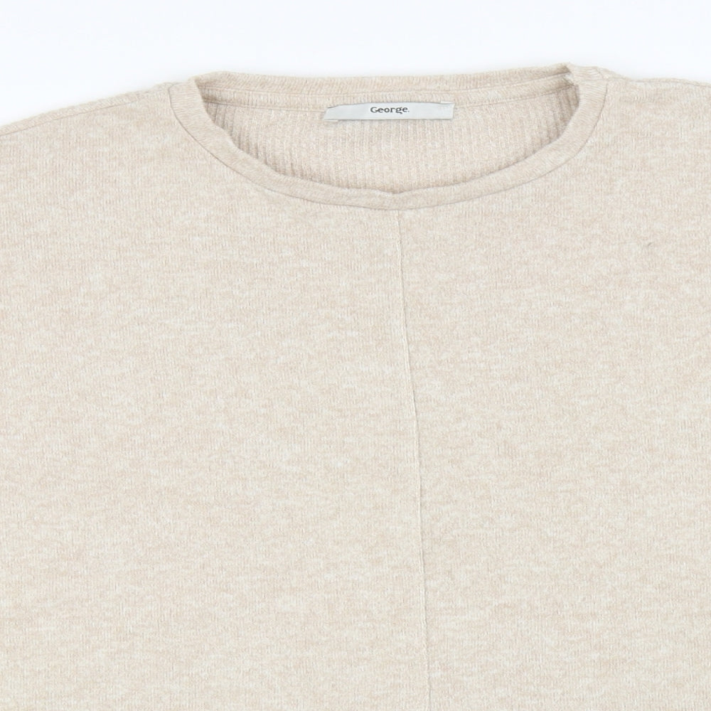 George Womens Beige Round Neck Polyester Pullover Jumper Size M