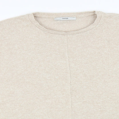 George Womens Beige Round Neck Polyester Pullover Jumper Size M