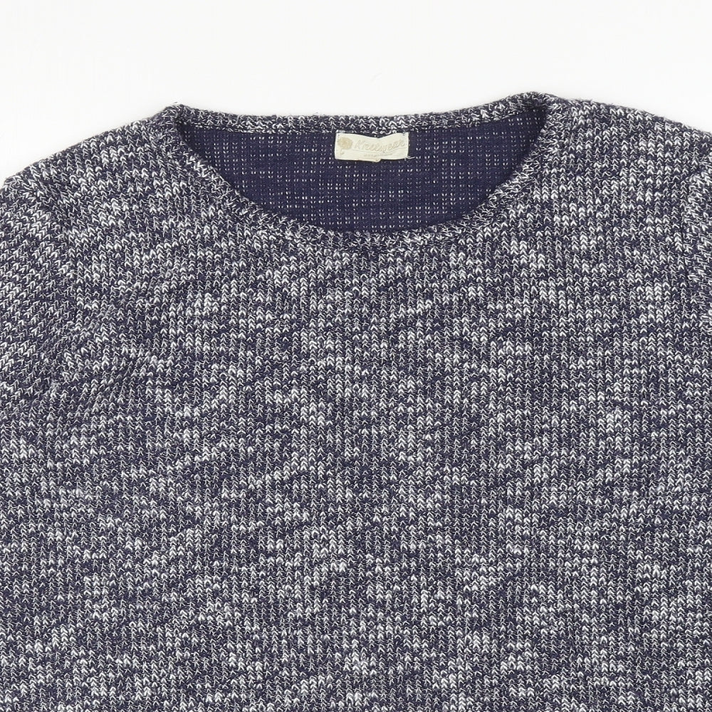 Knitwear Originals Womens Blue Round Neck Acrylic Pullover Jumper Size L