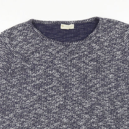 Knitwear Originals Womens Blue Round Neck Acrylic Pullover Jumper Size L