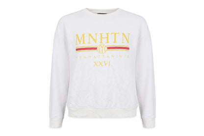 New Look Womens White Cotton Pullover Sweatshirt Size 10 Pullover - Manhattan