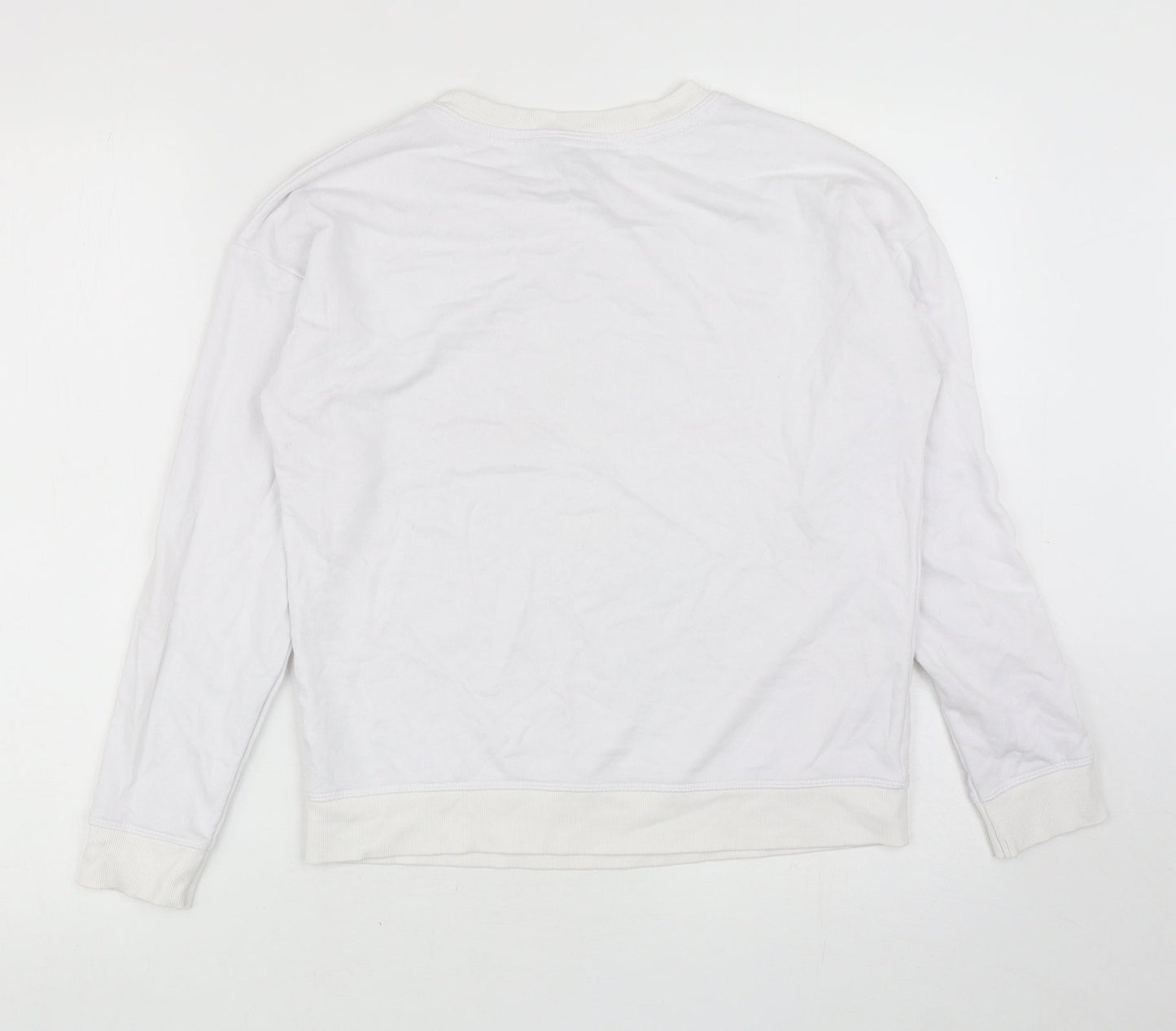 New Look Womens White Cotton Pullover Sweatshirt Size 10 Pullover - Manhattan