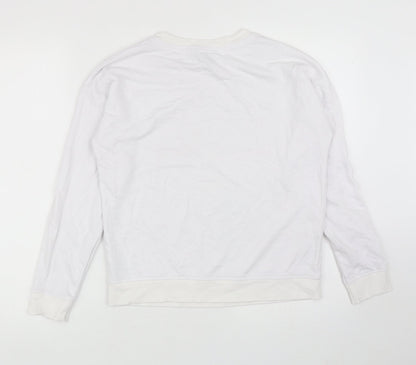 New Look Womens White Cotton Pullover Sweatshirt Size 10 Pullover - Manhattan
