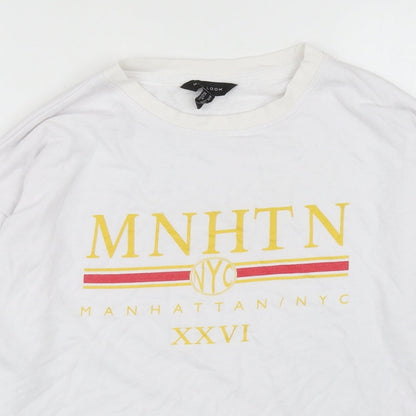 New Look Womens White Cotton Pullover Sweatshirt Size 10 Pullover - Manhattan