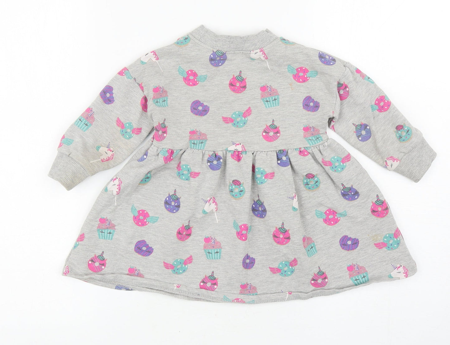 Blue Zoo Baby Grey Geometric Cotton Jacket Dress Size 12-18 Months Crew Neck Pullover - Unicorn Cakes