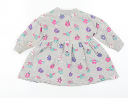 Blue Zoo Baby Grey Geometric Cotton Jacket Dress Size 12-18 Months Crew Neck Pullover - Unicorn Cakes