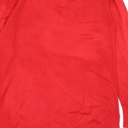 Primark Womens Red V-Neck Acrylic Pullover Jumper Size S