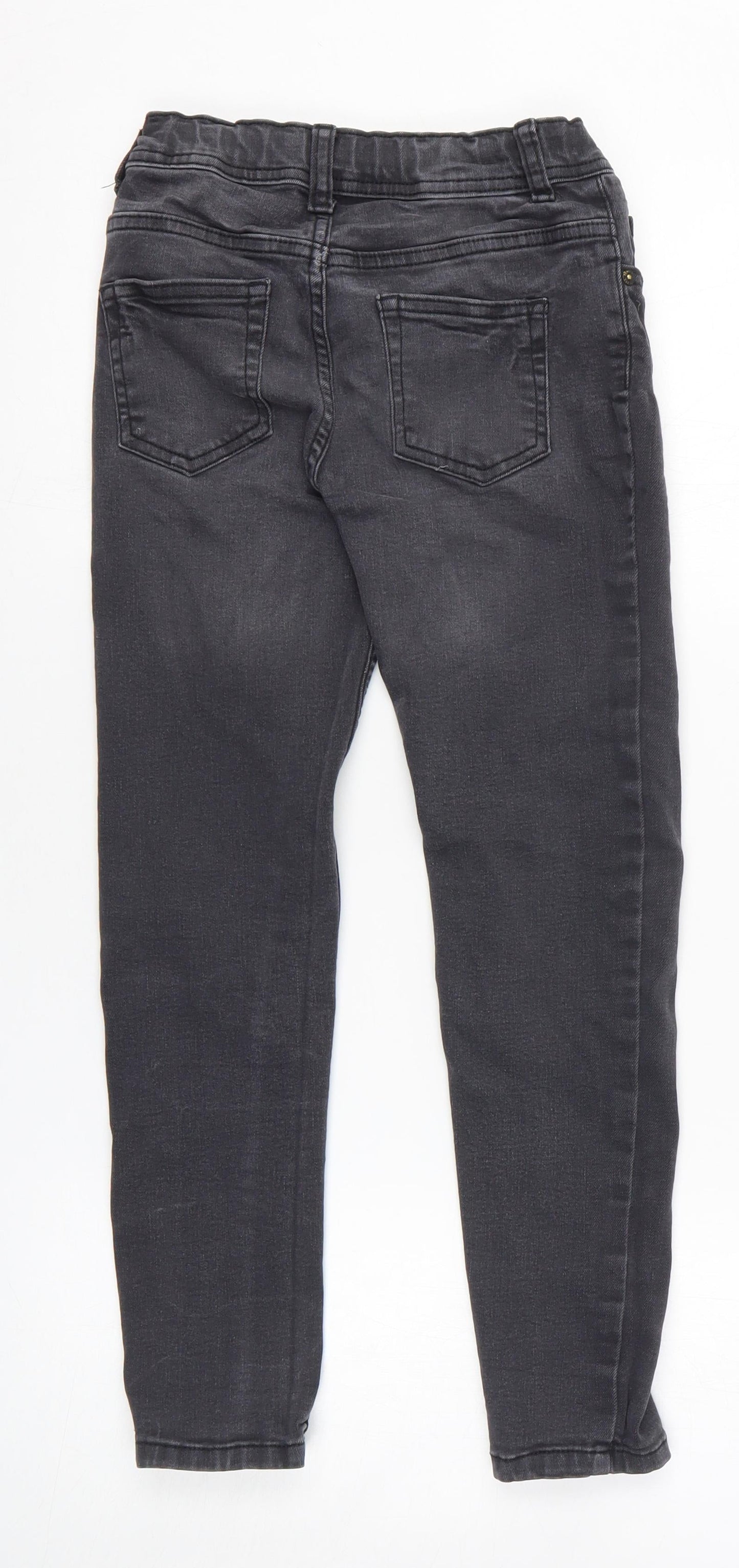 Denim & Co. Girls Black Cotton Skinny Jeans Size 8-9 Years Regular Zip