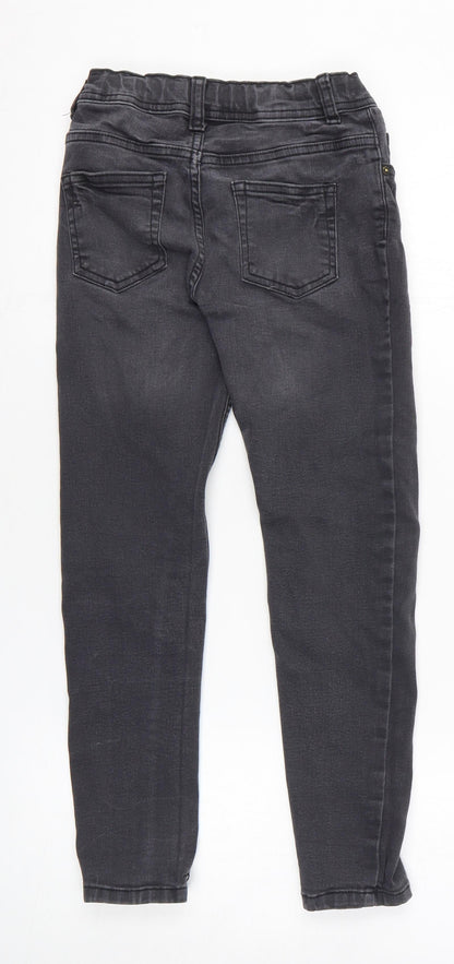 Denim & Co. Girls Black Cotton Skinny Jeans Size 8-9 Years Regular Zip