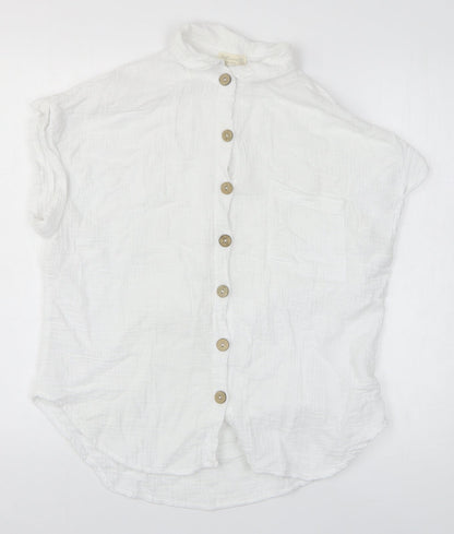 Mens UK Size S Just Living White  Button-Up Short Sleeve Casual Shirt