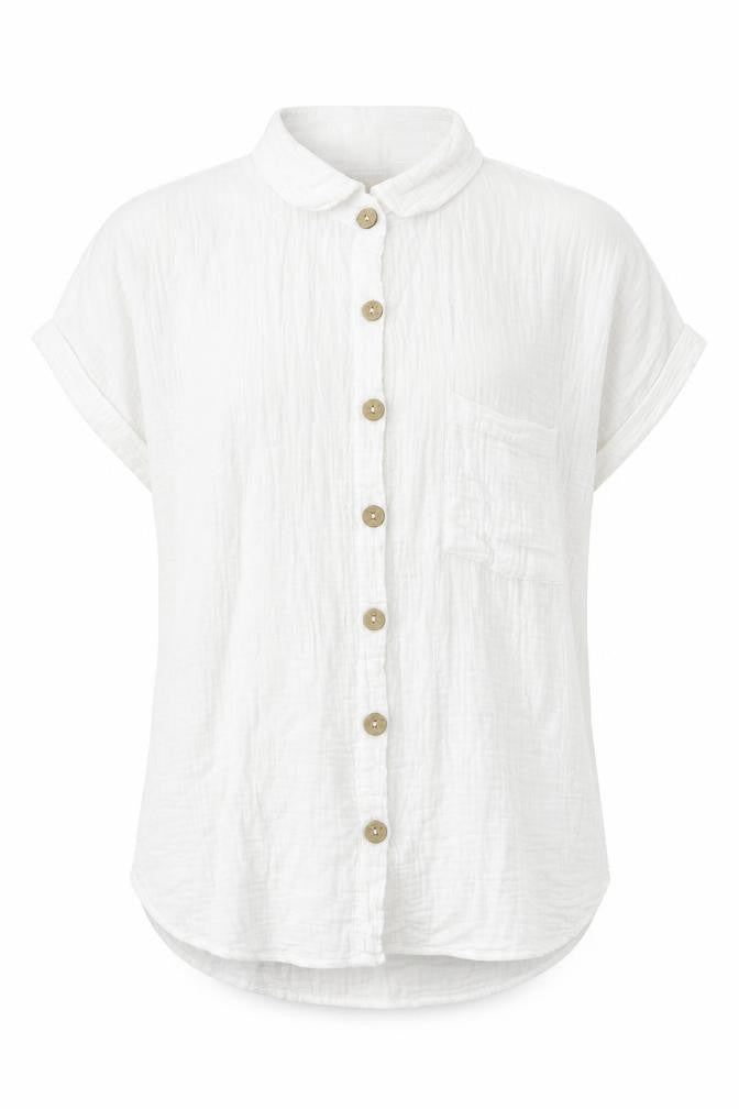 Mens UK Size S Just Living White  Button-Up Short Sleeve Casual Shirt