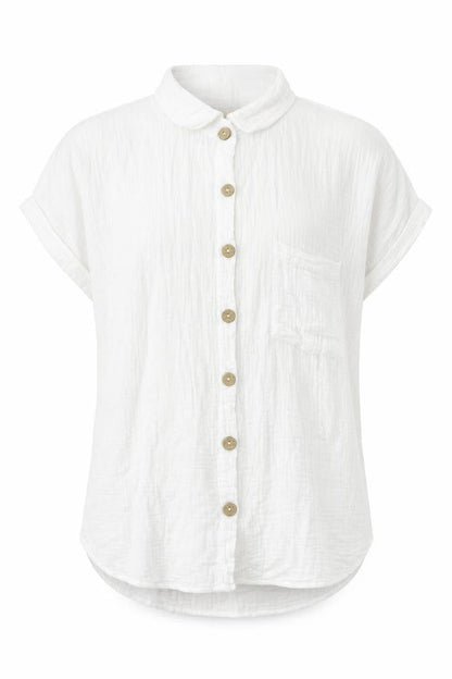 Mens UK Size S Just Living White  Button-Up Short Sleeve Casual Shirt