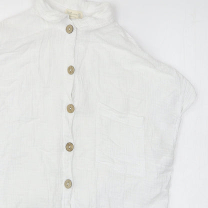 Mens UK Size S Just Living White  Button-Up Short Sleeve Casual Shirt