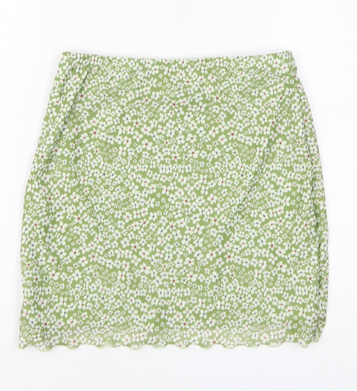 SheIn Womens Green Floral Polyester A-Line Skirt Size M