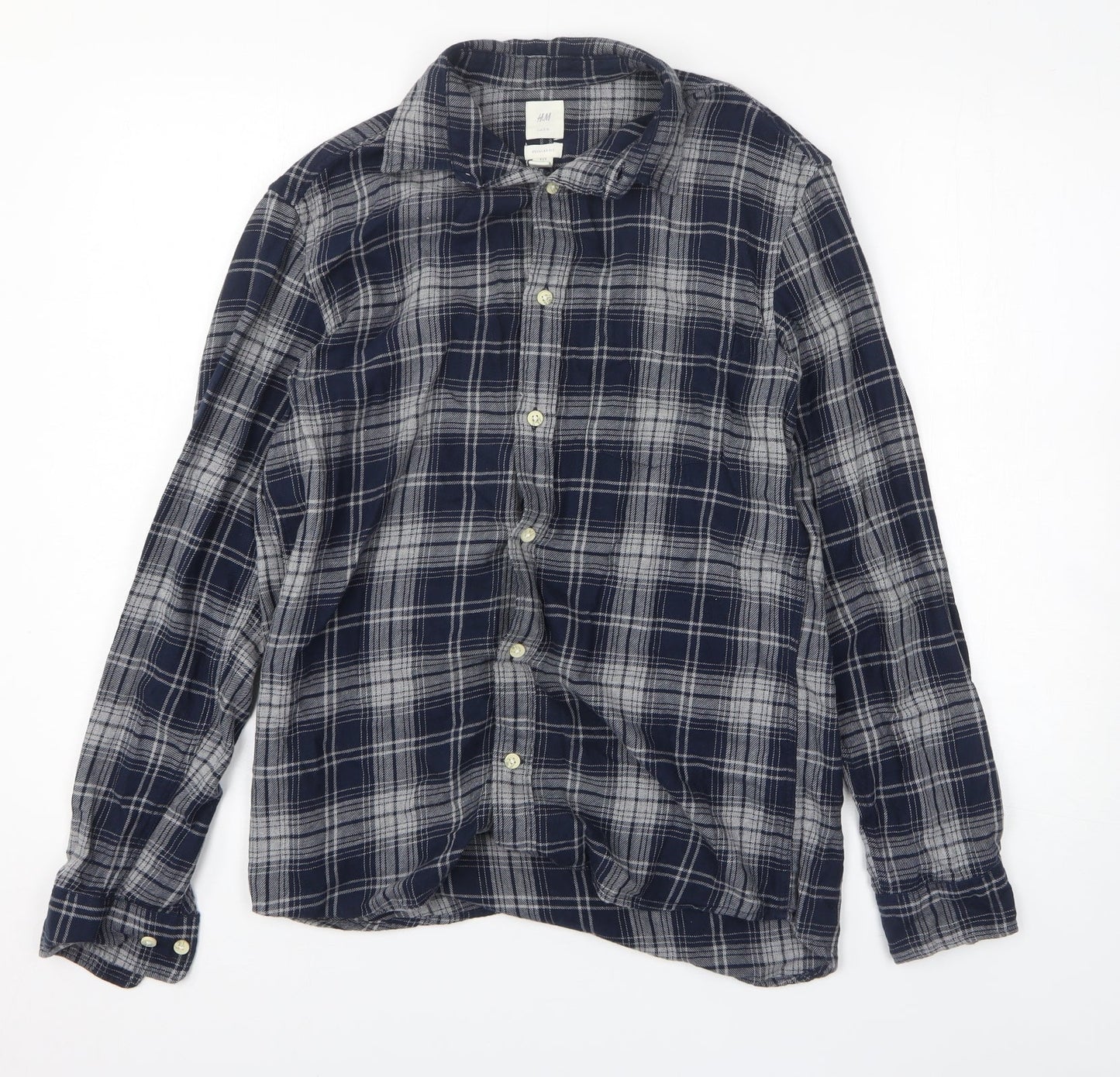 Mens UK Size S H&M Blue  Button-Up Long Sleeve Casual Shirt