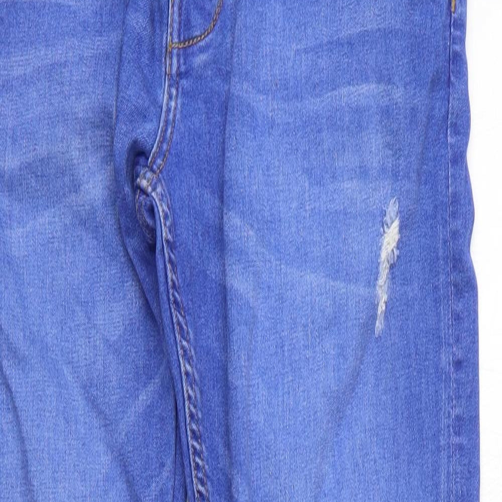 Denim & Co. Mens Blue Cotton Skinny Jeans Size 32 in L32 in Regular Button - Distressed Look